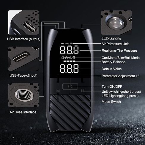 Convtoya Tire Inflator Portable Air Compressor 150 PSI Car Tire Air Pump, Electric Portable Tire Pump with Digital Pressure Gauge, 2X Fast Inflation for Car, Motorcycle, Bike, Ball in Saudi Arabia