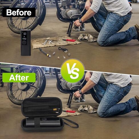 حقيبة سفر من Yewltvep لمنفاخ الإطارات 120 رطل لكل بوصة مربعة، حقيبة تخزين مضخة هواء محمولة، حقيبة حمل منفاخ إطارات السيارة مع حقيبة برباط للموصل والملحقات in Kuwait