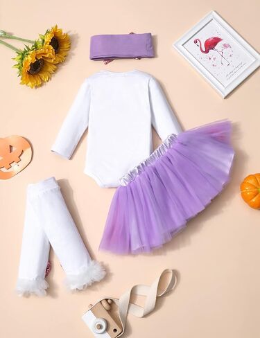MIGU My First Easter Baby Girl Outfit Baby Girl Easter Outfit Long Sleeve Romper With Tutu Skirt 4Pcs Baby Easter Dress… in Saudi Arabia