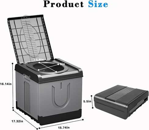 Portable Toilet for Adults Camping, 17.3x16x17 In-Large Portable Foldable Toilet with Lid, Perfect for Camping, Hiking, Fishing, Travel, Long Trips, Beach, RV, Outdoor in Kuwait