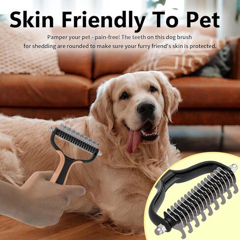 DAKERES Pet Supplies Cat brush for shedding - cat grooming brush, deshedding cat brush paired with self- cleaning cat litter box, essential for cats for Long matted Haired Pets,Orange in Kuwait