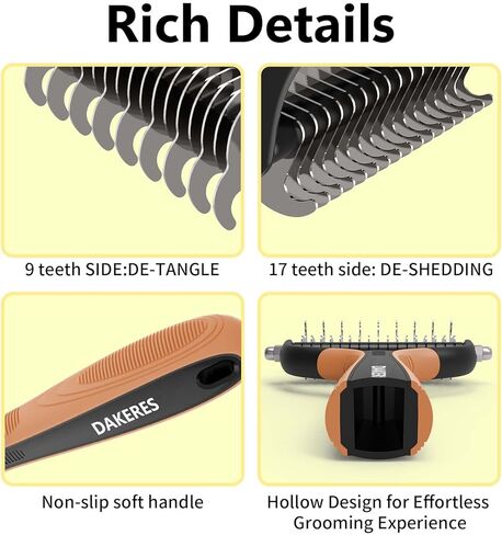DAKERES Pet Supplies Cat brush for shedding - cat grooming brush, deshedding cat brush paired with self- cleaning cat litter box, essential for cats for Long matted Haired Pets,Orange in Kuwait