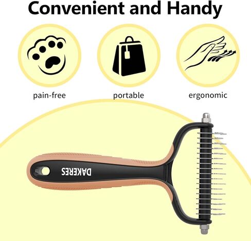 DAKERES Pet Supplies Cat brush for shedding - cat grooming brush, deshedding cat brush paired with self- cleaning cat litter box, essential for cats for Long matted Haired Pets,Orange in Kuwait