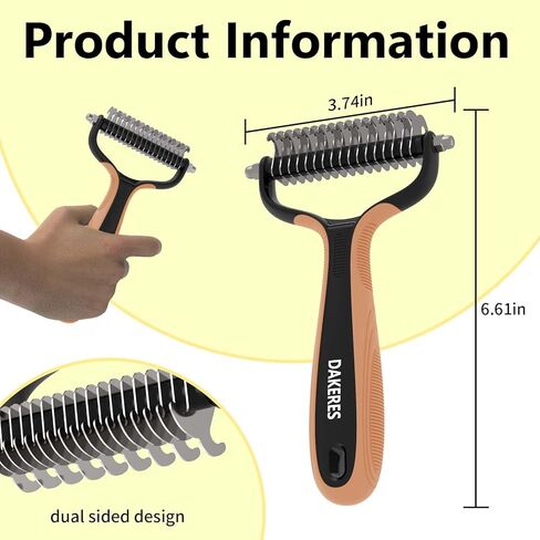 DAKERES Pet Supplies Cat brush for shedding - cat grooming brush, deshedding cat brush paired with self- cleaning cat litter box, essential for cats for Long matted Haired Pets,Orange in Kuwait