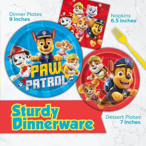 Paw Patrol Birthday Decorations | Serves 16 Guests | Paw Patrol Party Supplies | Balloons, Banner, Tablecloth, Dinner & Cake Plates, Napkins, Button in Saudi Arabia