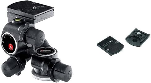 مانفروتو جونيور Geared Head (410) و055 حامل ثلاثي من الألومنيوم ثلاثي الأقسام مع عمود أفقي (MT055XPRO3)، أسود in Saudi Arabia