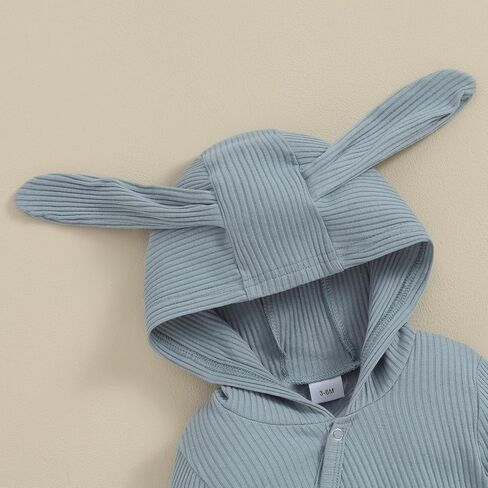 Ursobutegl Newborn Baby Boy Girl Romper Easter Outfits Bunny Ear Hoodie Button onesie Bodysuits Jumpsuit Overall Rabbit Hat in Kuwait