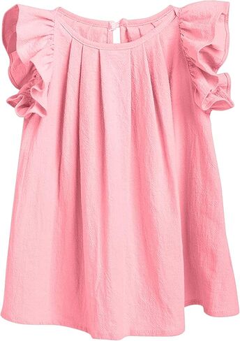 Yanmucy Toddler Cotton Dress Baby Girls Summer Beach Ruffle Pink/Beige Dresses 6-24 Months in Kuwait