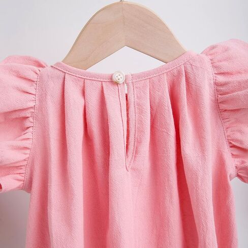 Yanmucy Toddler Cotton Dress Baby Girls Summer Beach Ruffle Pink/Beige Dresses 6-24 Months in Kuwait