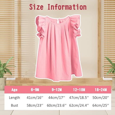 Yanmucy Toddler Cotton Dress Baby Girls Summer Beach Ruffle Pink/Beige Dresses 6-24 Months in Kuwait