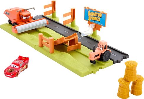 Mattel Disney and Pixar Cars Playset with 3 Toy Vehicles & 2 Ways to Play, Frank Escape & Stunt Race Playset Includes Lightning McQueen in Saudi Arabia