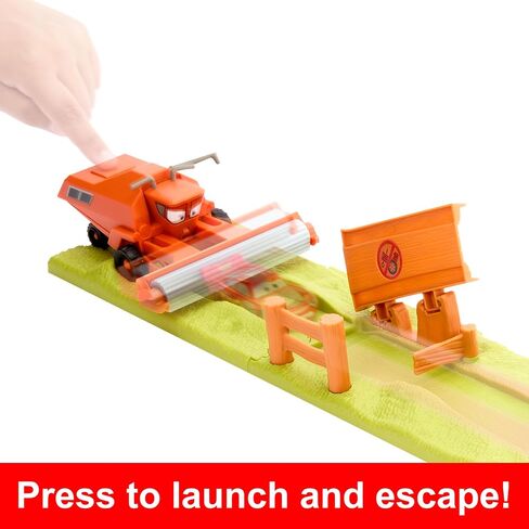 Mattel Disney and Pixar Cars Playset with 3 Toy Vehicles & 2 Ways to Play, Frank Escape & Stunt Race Playset Includes Lightning McQueen in Saudi Arabia