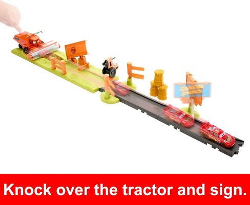 Mattel Disney and Pixar Cars Playset with 3 Toy Vehicles & 2 Ways to Play, Frank Escape & Stunt Race Playset Includes Lightning McQueen in Saudi Arabia