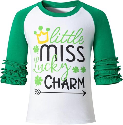 LENSOUS Toddler Baby Girls St Patrick's Day Little Miss Lucky Charm Skirt Sets in Kuwait