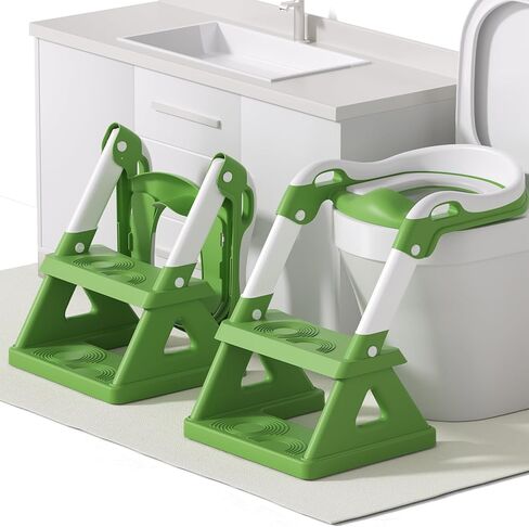 AKIMRABY Potty Training Seat with Step Stool, Upgraded 2 in 1 Potty Training Toilet for Boys Girls, 3" Splash Guard, Anti-Slip Pads, Adjustable Height, Collapsible Toddler Toilet Seat with Steps in Kuwait