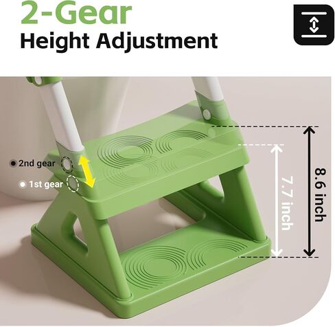 AKIMRABY Potty Training Seat with Step Stool, Upgraded 2 in 1 Potty Training Toilet for Boys Girls, 3" Splash Guard, Anti-Slip Pads, Adjustable Height, Collapsible Toddler Toilet Seat with Steps in Kuwait