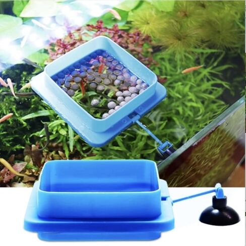 Aquarium Feeding Ring Set XUANHEY 5pcs Fish Feeding Betta Feeding Ring Aquarium Floating Fish Feeder for Fish Turtle (1 Square, 1 Round, 1 Movable Fish Shape and 2 Bloodworms Food Feeder) in Saudi Arabia