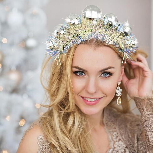 Newmemo ديسكو الكرة عقال الفضة ديسكو عقال خمر ديسكو زي أغطية الرأس ديسكو الكرة رئيس Boppers 70s عصابات مرآة الكرة عقال اكسسوارات الشعر للنساء فتاة ديسكو حزب Bday ديكور NYE in Kuwait