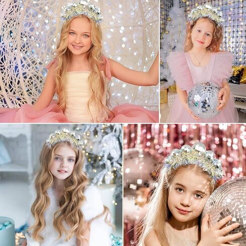 Newmemo ديسكو الكرة عقال الفضة ديسكو عقال خمر ديسكو زي أغطية الرأس ديسكو الكرة رئيس Boppers 70s عصابات مرآة الكرة عقال اكسسوارات الشعر للنساء فتاة ديسكو حزب Bday ديكور NYE in Kuwait