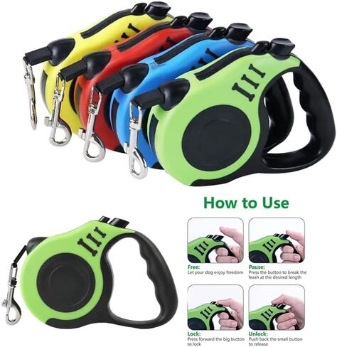 مقود الحيوانات الأليفة القابل للسحب والقابل للتعديل للمشي في الهواء الطلق، مقود المشي للحيوانات الأليفة شديد التحمل للكلاب أو القطط الصغيرة والمتوسطة والكبيرة حتى 110 رطل، فرامل بيد واحدة وفتح، مقود طويل قابل للسحب (أزرق، 16 قدم) in Kuwait