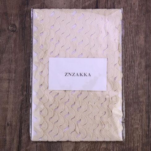 ZNZAKKA Rick Rack Trim قطن موجة منحنية شريط دانتيل بيج لحرف الخياطة، تغليف الهدايا لتزيين المنزل والزفاف (6 ياردات، 0.4 بوصة) in Saudi Arabia