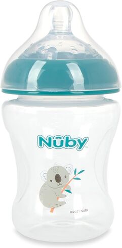 Nuby 3-Pack Infant Feeding Bottles with Slow Flow Breast Size Silicone Nipple: 0+ Months, 8oz, 3 Pack Set: Delicate Llama, Snail, Unicorn Prints in Saudi Arabia