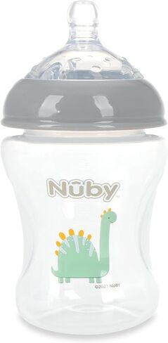Nuby 3-Pack Infant Feeding Bottles with Slow Flow Breast Size Silicone Nipple: 0+ Months, 8oz, 3 Pack Set: Delicate Llama, Snail, Unicorn Prints in Saudi Arabia
