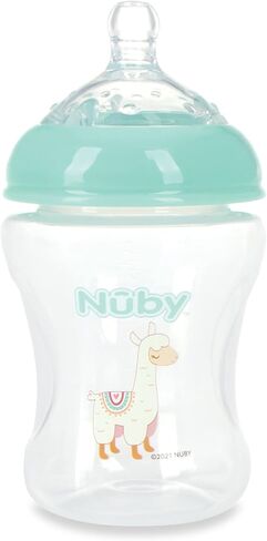 Nuby 3-Pack Infant Feeding Bottles with Slow Flow Breast Size Silicone Nipple: 0+ Months, 8oz, 3 Pack Set: Delicate Llama, Snail, Unicorn Prints in Saudi Arabia