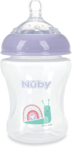 Nuby 3-Pack Infant Feeding Bottles with Slow Flow Breast Size Silicone Nipple: 0+ Months, 8oz, 3 Pack Set: Delicate Llama, Snail, Unicorn Prints in Saudi Arabia
