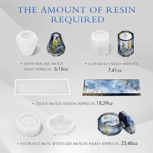 ISSEVE 4Pcs Resin Molds for Bathroom Accessories Set, Silicone Molds for Resin Casting - Toothbrush Holder Cup & Diffuser Bottle Mold, Tray & Jar Mold with Lid Kit for Countertop Vanity Organizer in Kuwait