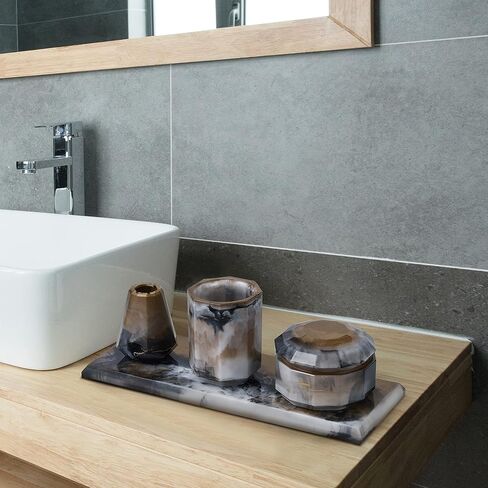 ISSEVE 4Pcs Resin Molds for Bathroom Accessories Set, Silicone Molds for Resin Casting - Toothbrush Holder Cup & Diffuser Bottle Mold, Tray & Jar Mold with Lid Kit for Countertop Vanity Organizer in Kuwait