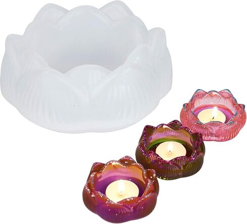 قالب راتنج حامل شموع اللوتس، قوالب صب راتنجات الإيبوكسي شمعدان، قالب سيليكون إيبوكسي للاستخدام المنزلي، كوب المجوهرات، حامل ضوء الشاي، حامل الشموع in Kuwait