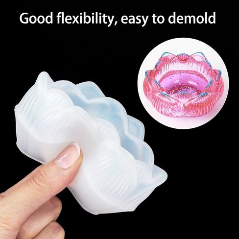 قالب راتنج حامل شموع اللوتس، قوالب صب راتنجات الإيبوكسي شمعدان، قالب سيليكون إيبوكسي للاستخدام المنزلي، كوب المجوهرات، حامل ضوء الشاي، حامل الشموع in Kuwait