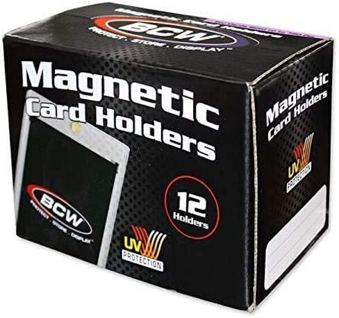 BCW 180 Pt Magnetic Card Holders - 12 Pack | Easy Access Trading Card Protectors | Ideal for Standard Size Cards, 2-Piece Design with Gold Magnet | Hard Plastic Magnetic Card Holder Sleeves in Saudi Arabia
