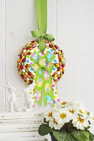 Large Spring Wreath Bows, Yellow Stripe Bows for Wreath Colorful Dot Wreath Bows Easter Bows for Front Door White Yellow Easter Tree Bows for Indoor Outdoor Decor in Saudi Arabia