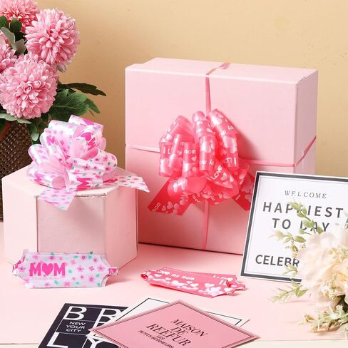 Syhood 20 Pack Pull Bows Mothers Day Gift Wrapping Pull Bows Red Pink Heart Gift Bow Ribbon Pull Bows Large for Present, Florist, Bouquet, Basket, Wine Bottles Mom Grandma Gift Decorations in Saudi Arabia