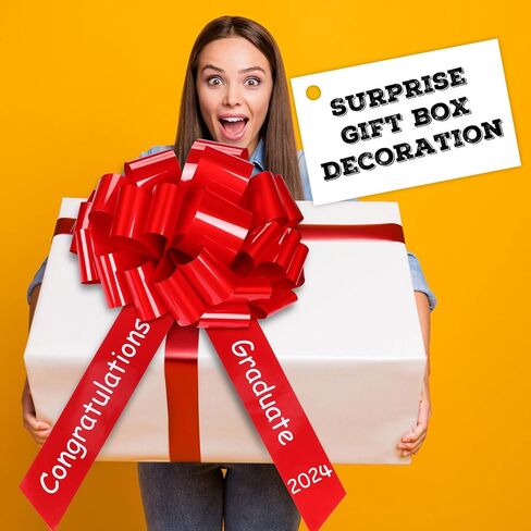 Xuniea 20 بوصة قوس سيارة كبير تهانينا فئة 2024 القوس العملاق لتزيين السيارة سحب القوس الشريط كبير التفاف سيارة القوس زخرفة التخرج لخريجي حفلة عيد ميلاد سيارة الديكور (الأحمر) in Kuwait