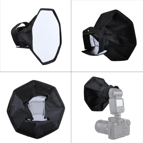 PULUZ Flash Diffuser Light Softbox لـ Speedlight، 8 "/20 سم نمط ثماني قابل للطي صغير ناعم ضوء فلاش الناشر Softbox صغير مع حقيبة تخزين متوافقة مع Canon Nikon Sony Godox إلخ in Kuwait
