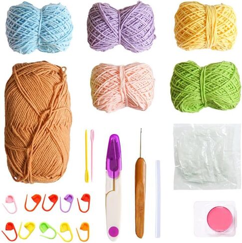 مجموعة كروشيه للمبتدئين من GOULIKFUL، 5 قطع من النباتات النضرة اللطيفة، مجموعة أدوات كروشيه للمبتدئين مع دروس فيديو خطوة بخطوة للبالغين المبتدئين، تتضمن ملحقات مقص إبر الغزل in Kuwait