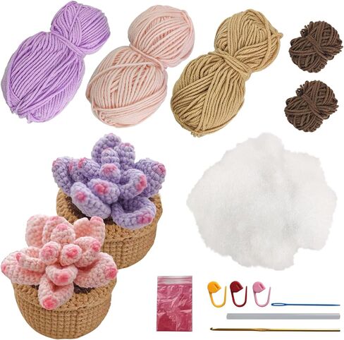 طقم كروشيه للمبتدئين، قطعتان من مجموعة الكروشيه للمبتدئين العصارة للبالغين، طقم حياكة كروشيه مع دروس فيديو خطوة بخطوة in Kuwait