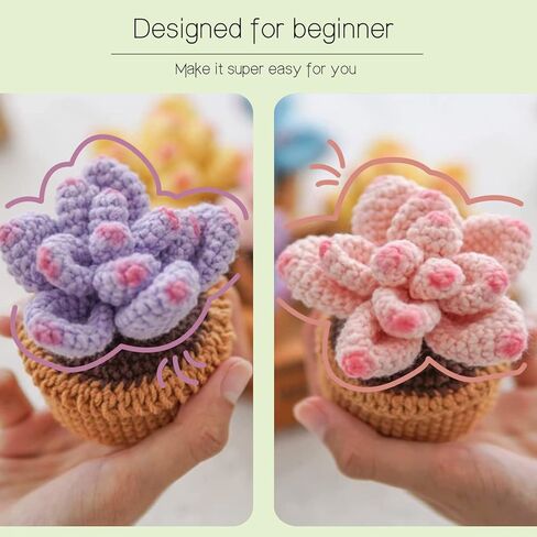 طقم كروشيه للمبتدئين، قطعتان من مجموعة الكروشيه للمبتدئين العصارة للبالغين، طقم حياكة كروشيه مع دروس فيديو خطوة بخطوة in Kuwait