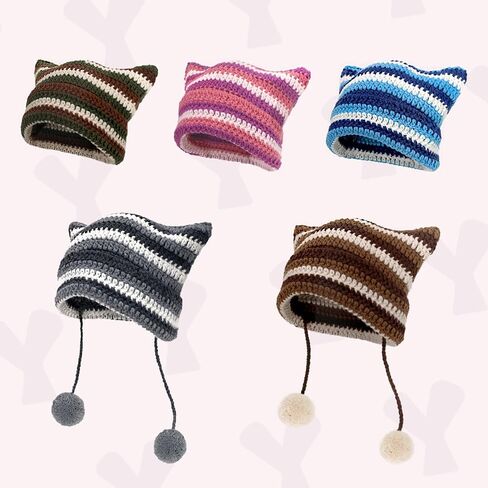 Crochet Kit for Beginners, Crochet Hat Starter Kit with Step-by-Step Video Tutorials, Cat Beanie Knitting Kit Including Yarn, Crochet Hook (Hippotigris) in Saudi Arabia