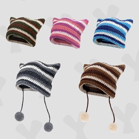 Crochet Kit for Beginners, Crochet Hat Starter Kit with Step-by-Step Video Tutorials, Cat Beanie Knitting Kit Including Yarn, Crochet Hook (Hippotigris) in Saudi Arabia