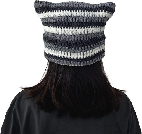 Crochet Kit for Beginners, Crochet Hat Starter Kit with Step-by-Step Video Tutorials, Cat Beanie Knitting Kit Including Yarn, Crochet Hook (Hippotigris) in Saudi Arabia