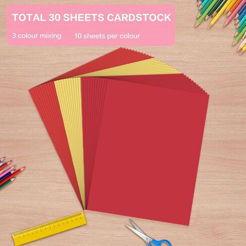 30 Sheets Red White Blue Cardstock Paper 8.5 x 11 Inches, 67lb/180gsm Patriotic Colored Cardstock for 4th of July Decorations, Easy to Cut,Printing, DIY Crafts, Card Making, School Projects(Patriotic) in Saudi Arabia