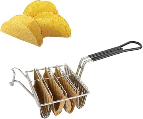 Taco Basket for Frying, Holds 4/6 Shells Deep Fryer Taco Shell Holder Basket Taco Fry Basket with Grip Handle in Kuwait