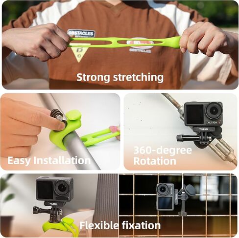 TELESIN Camera 360 Strap Mount Flexible Wrap Band Bike Motorcycle Handlebar Tube Roll Bar Stick Pole Ski Holder Accessories for GoPro Max Hero 12 11 10 9 Insta360 Ace Pro X3 DJI Action 3 4 Osmo Pocket in Saudi Arabia