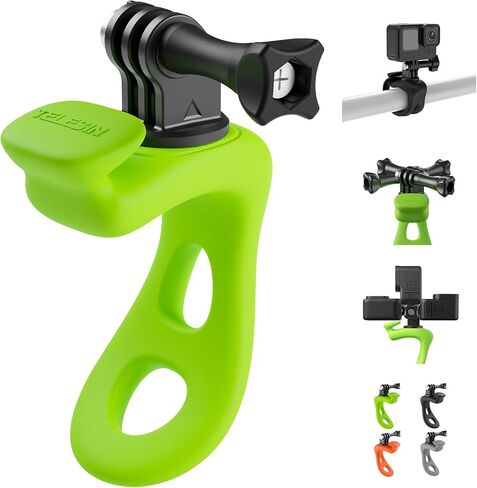 TELESIN Camera 360 Strap Mount Flexible Wrap Band Bike Motorcycle Handlebar Tube Roll Bar Stick Pole Ski Holder Accessories for GoPro Max Hero 12 11 10 9 Insta360 Ace Pro X3 DJI Action 3 4 Osmo Pocket in Saudi Arabia