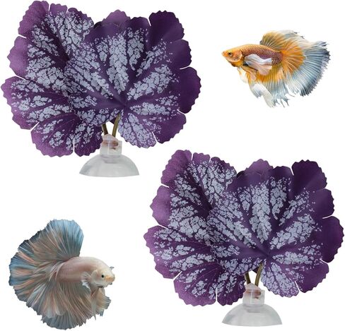 WishLotus Betta Leaf، قطعتان من أرجوحة أوراق السمك الاصطناعية خفيفة الوزن محاكاة وسادة أوراق بيتا مع كوب شفط من أجل تكاثر البيتا وديكورات حوض السمك وزخارف حوض السمك (أ، أخضر) in Kuwait