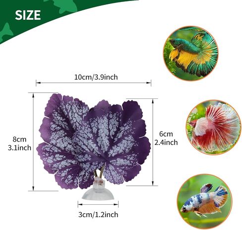 WishLotus Betta Leaf، قطعتان من أرجوحة أوراق السمك الاصطناعية خفيفة الوزن محاكاة وسادة أوراق بيتا مع كوب شفط من أجل تكاثر البيتا وديكورات حوض السمك وزخارف حوض السمك (أ، أخضر) in Kuwait
